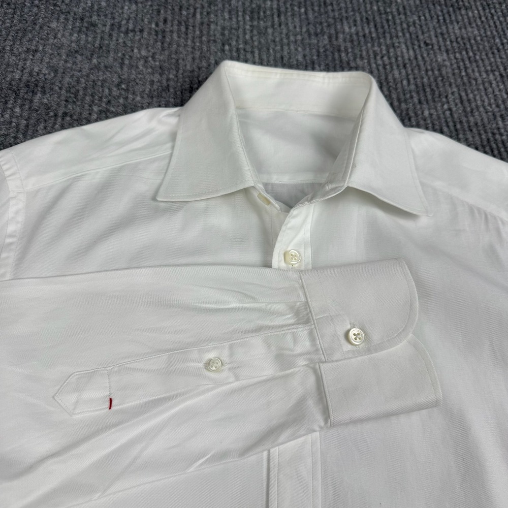 Bespoke Dress Shirt Mens S White Button Up Long Sleeve Slim Fit Monogram MTW